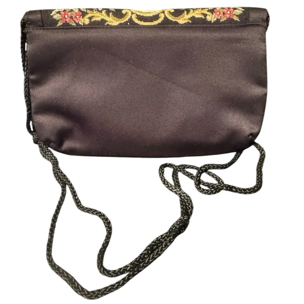Vintage Floral Tapestry Shoulder Bag Black - Picture 6 of 9